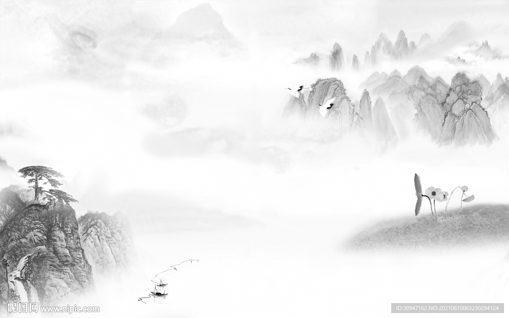 新款爆款灰色山水 TIF分层