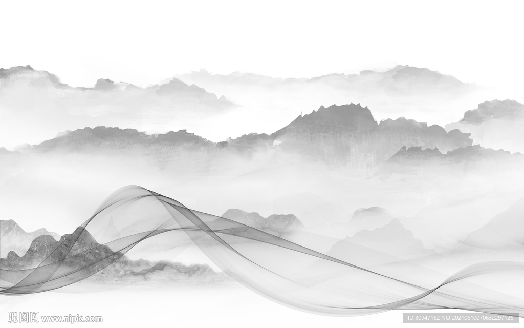 最新最新灰色山水 TIF分层