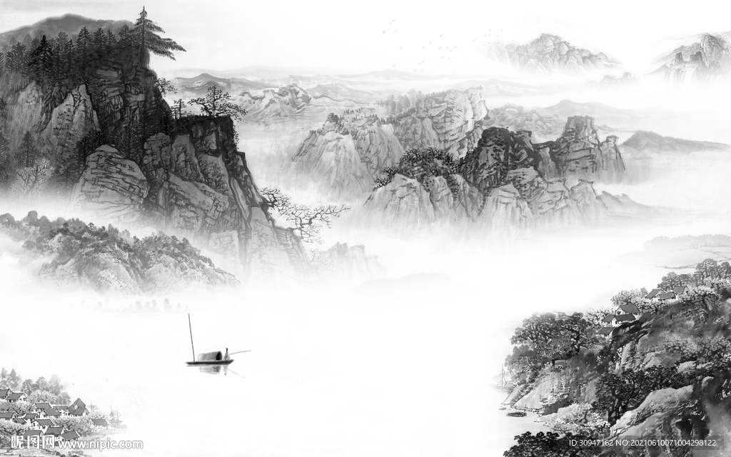 新款最新灰色山水 TIF分层