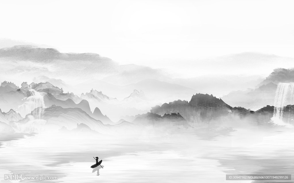 高端 最新灰色山水 TIF分层