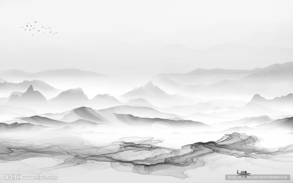 客厅爆款山水 分层TIF文件