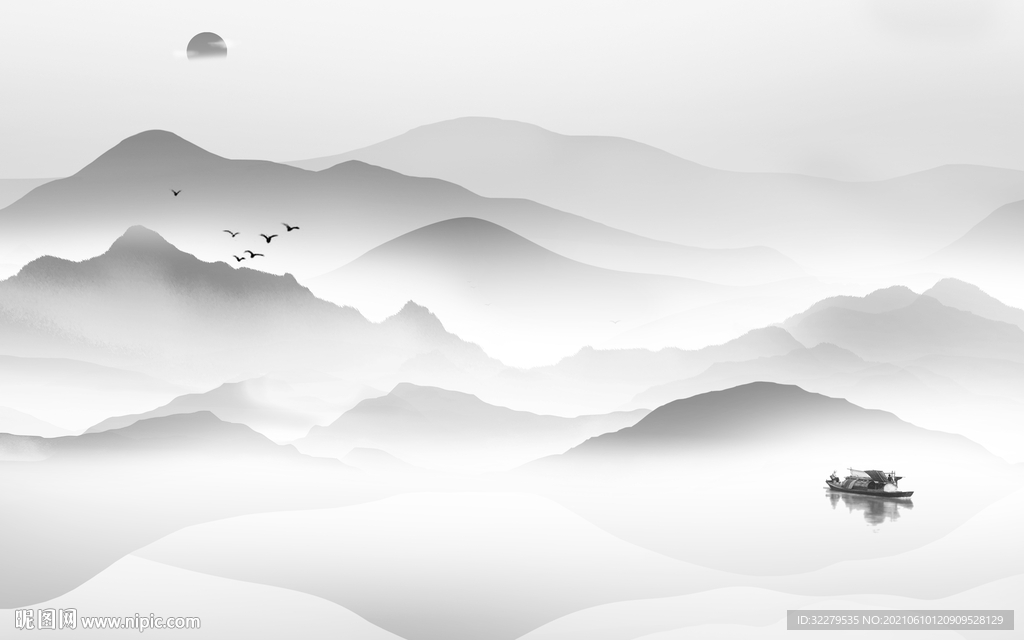 中式爆款山水 分层TIF文件