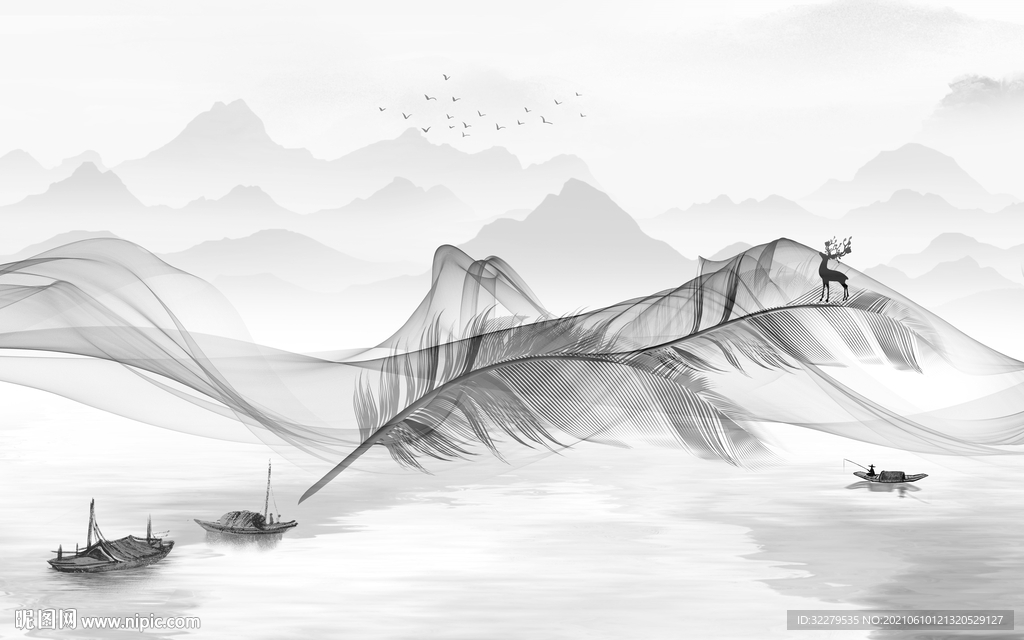 最新爆款山水 分层TIF文件