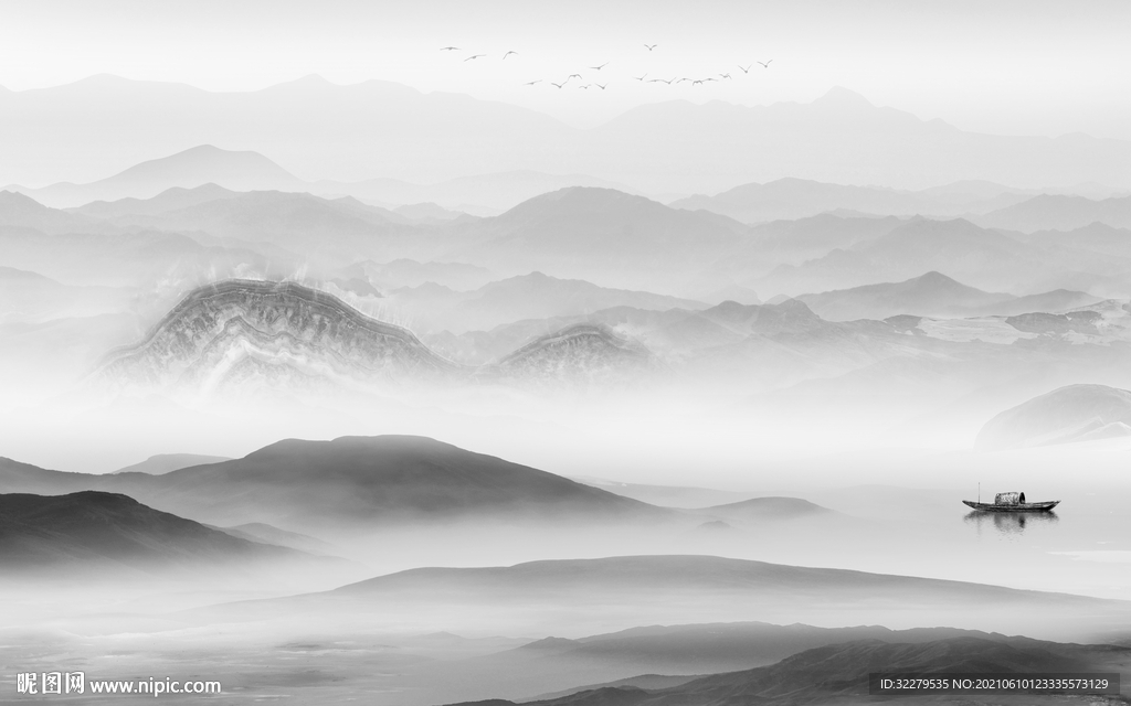 中式大气山水 分层TIF文件