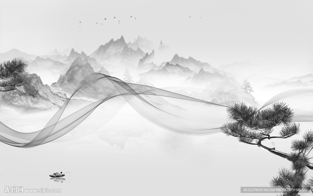 简约 大气山水 分层TIF文件