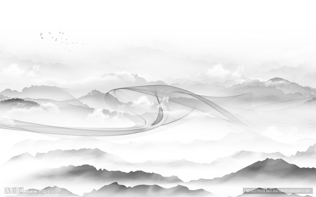 新中式大气山水 分层TIF文件