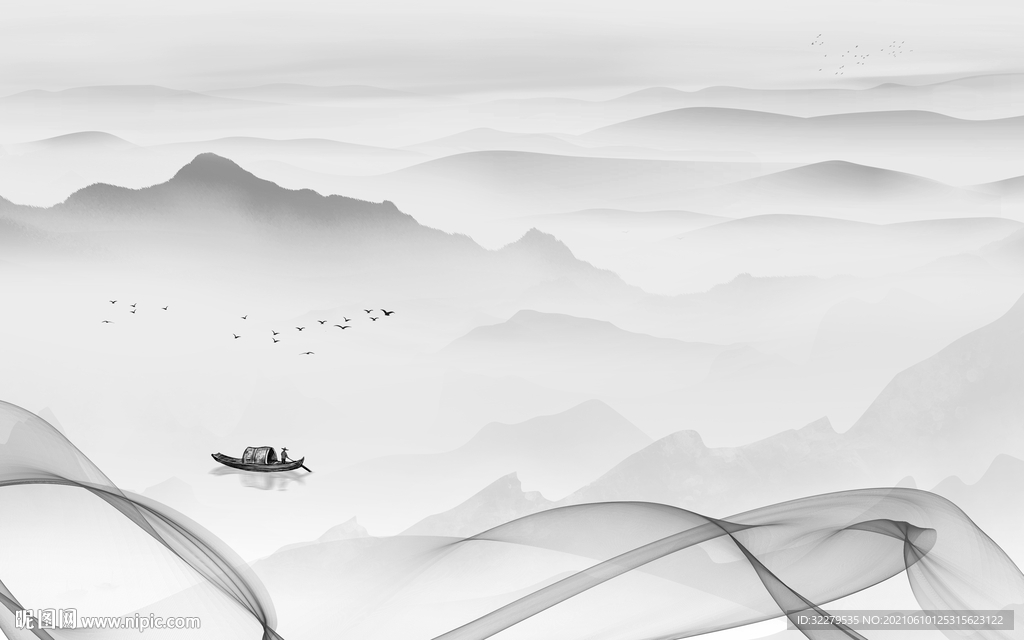 高端大气山水 分层TIF文件