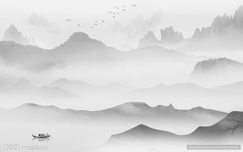 背景墙客厅山水 TIF分层文件