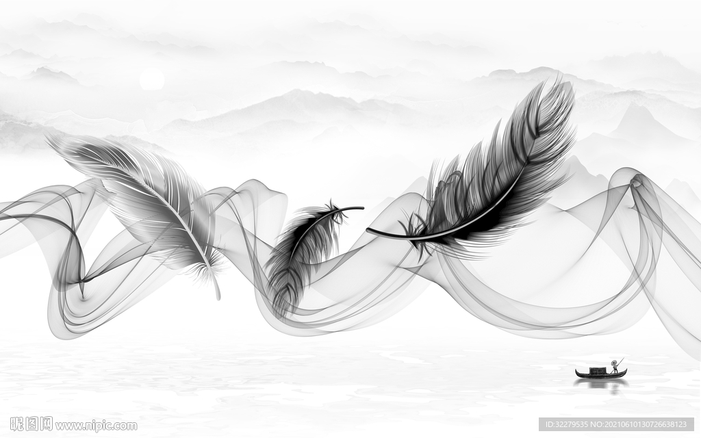 羽毛客厅山水 TIF分层文件