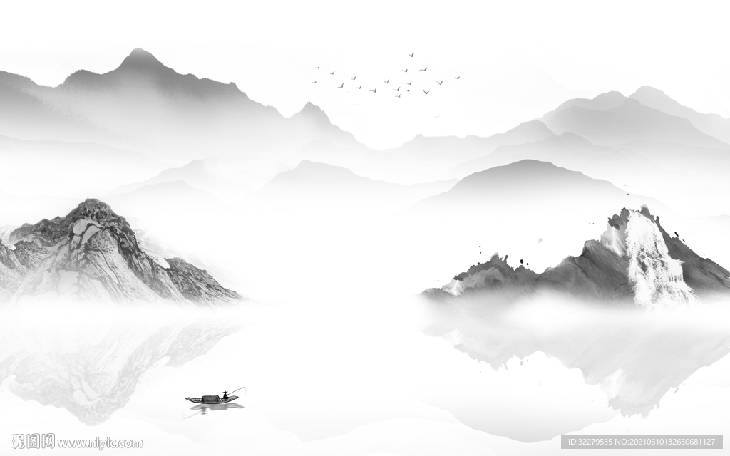 高档 客厅山水 TIF分层文件