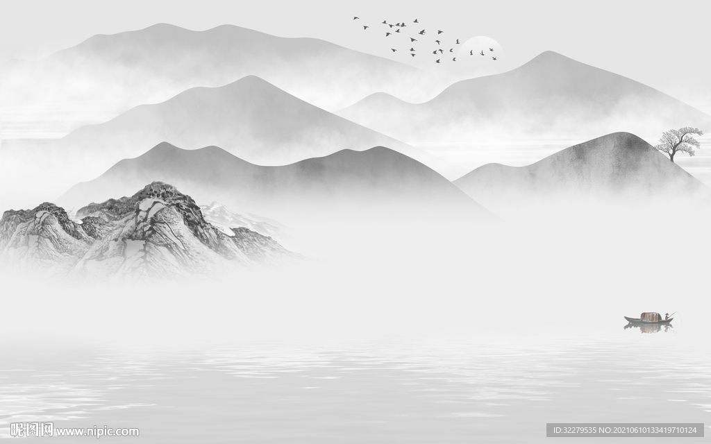 背景墙客厅风景山水 TIF分层