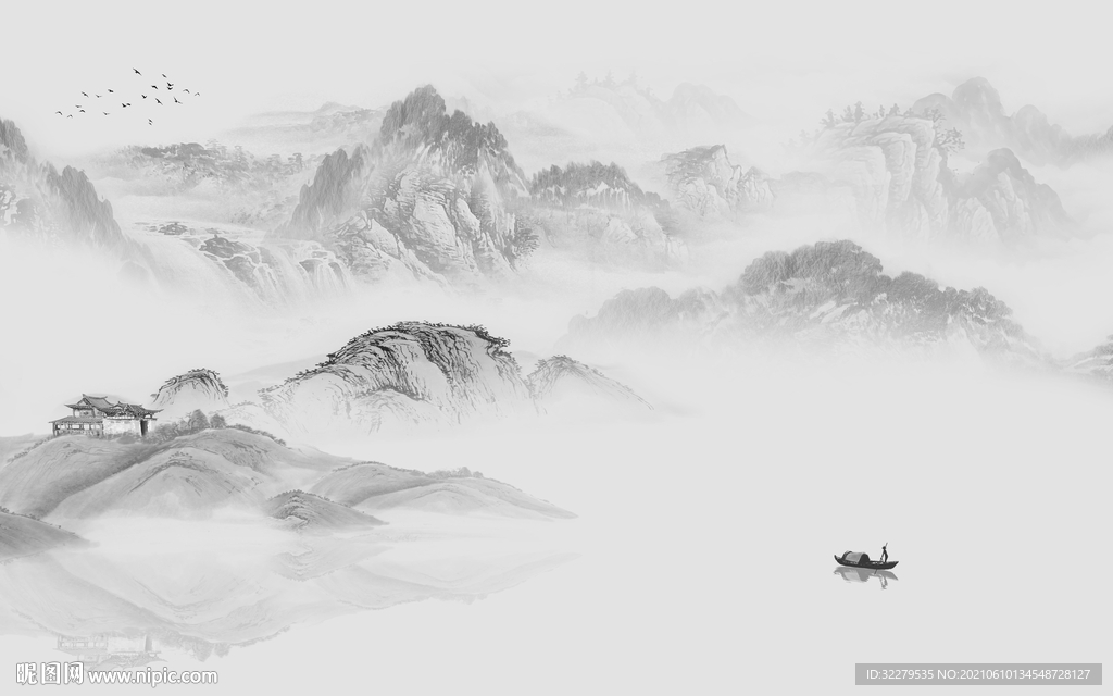 新款 客厅风景山水 TIF分层