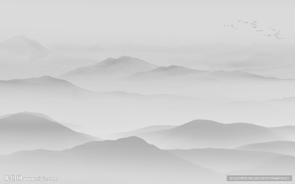 中国风客厅风景山水 TIF分层