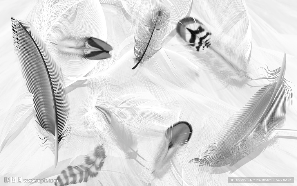 现代羽毛欧式画 文件分层 