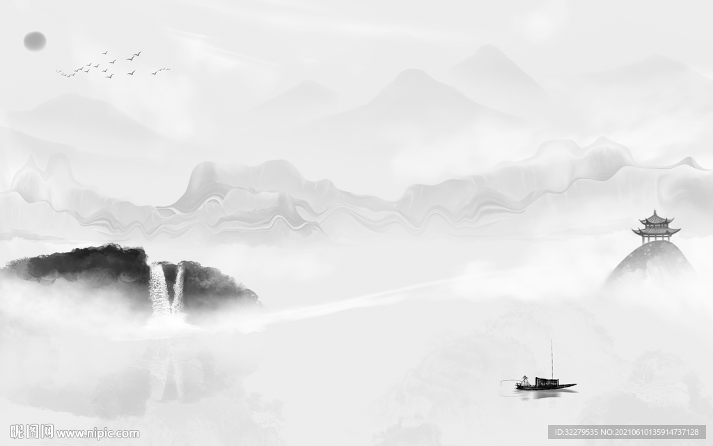 高雅 客厅风景山水 TIF分层