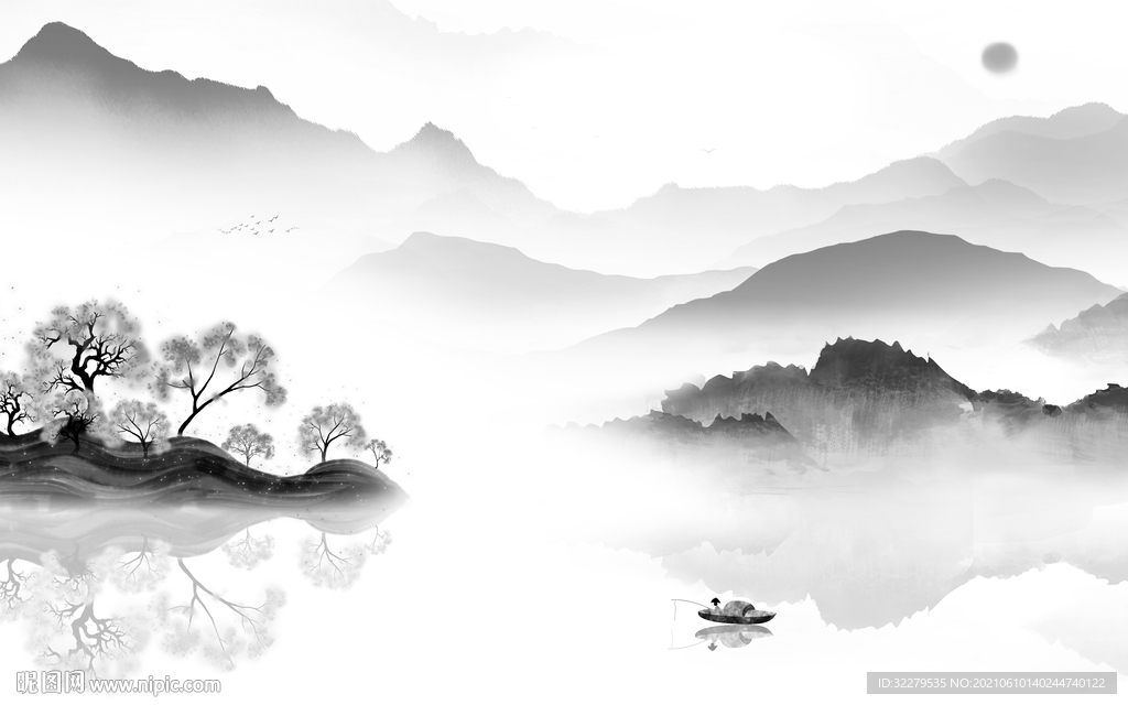 人气 客厅风景山水 TIF分层