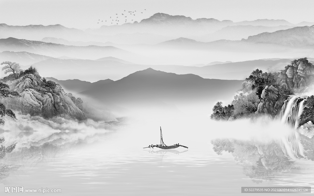 高档 客厅风景山水 TIF分层