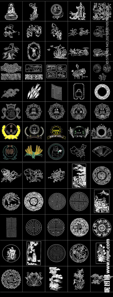 中式圆形花纹图案