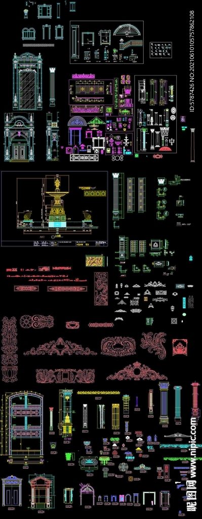 欧式雕花构件图纸
