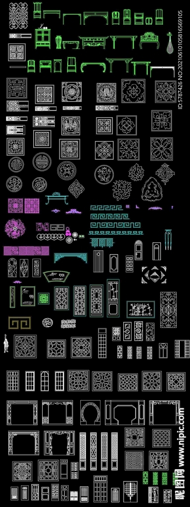 中式雕花构件图纸