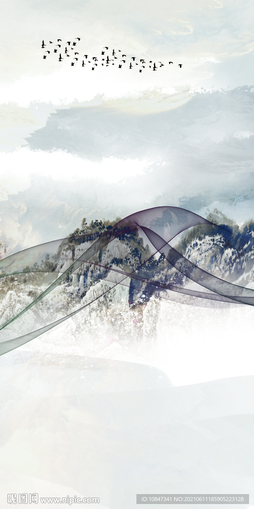 简约玄关山水画 TIF分层图