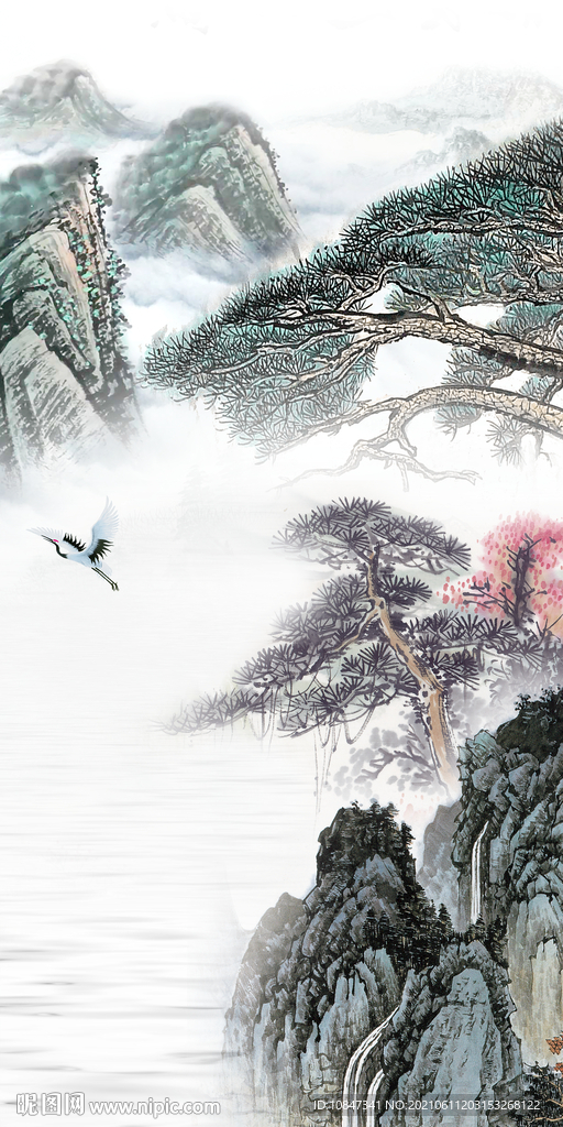 国画 玄关高级山水 文件分层 