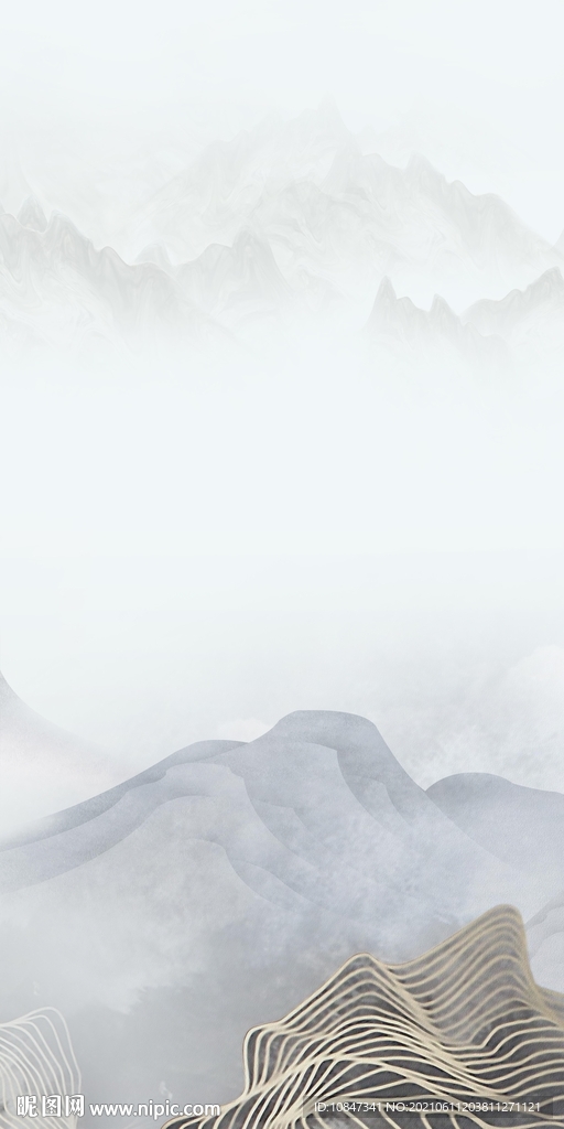 高清 玄关山水画 TIF分层图