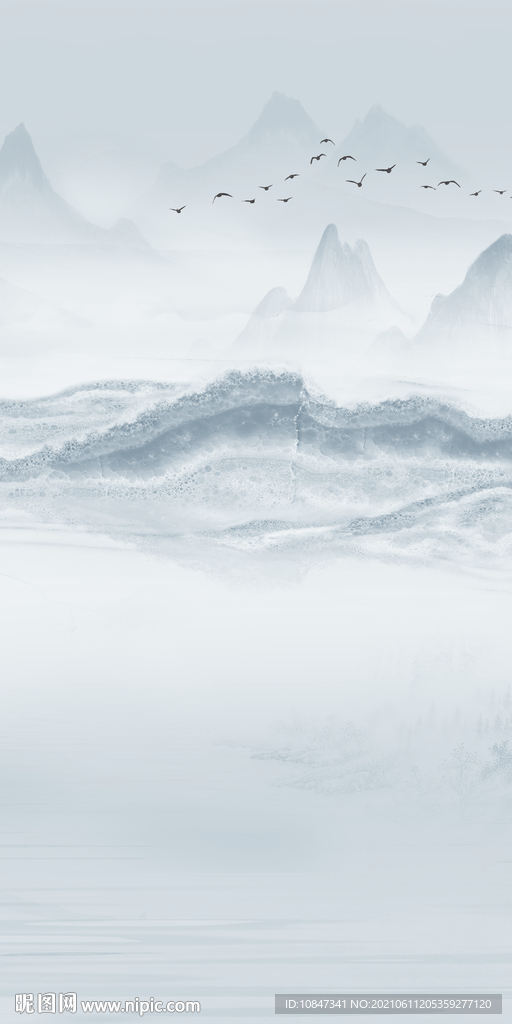 别墅玄关意境山水 文件分层 