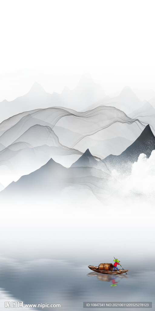 人气玄关高级山水 文件分层 