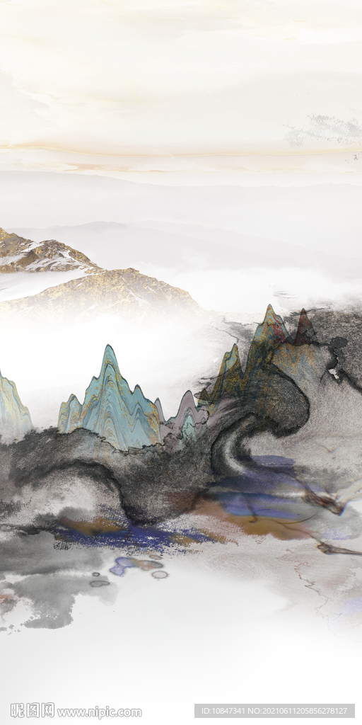 新款玄关意境山水 文件分层 