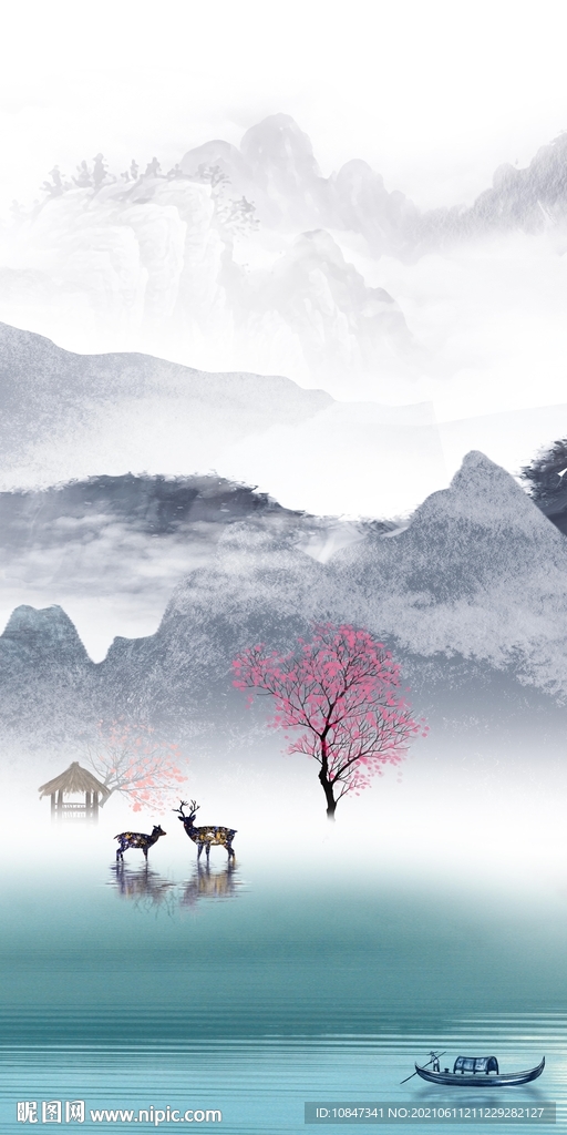 最新玄关意境山水 文件分层 