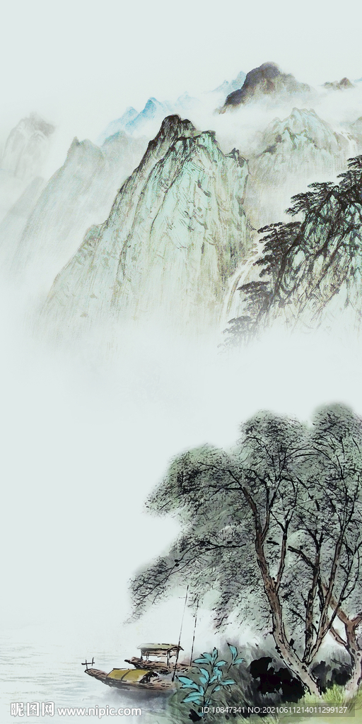 人气玄关意境山水 文件分层 