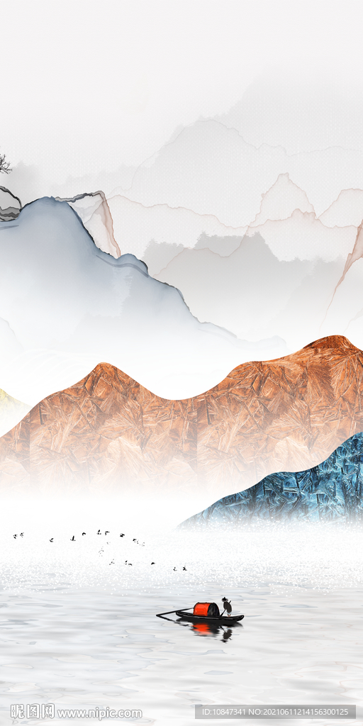 大气 玄关意境山水 文件分层 