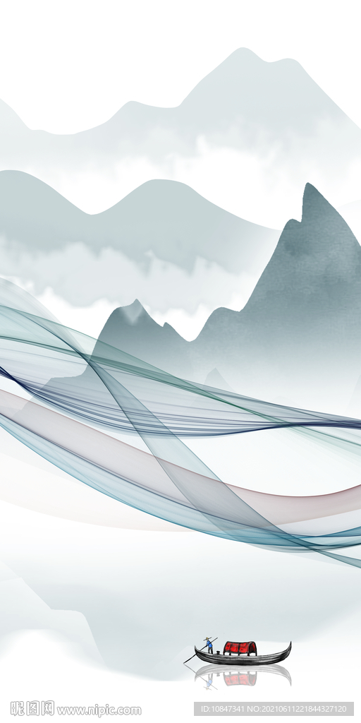 中国风唯美玄关山水 TIF分层