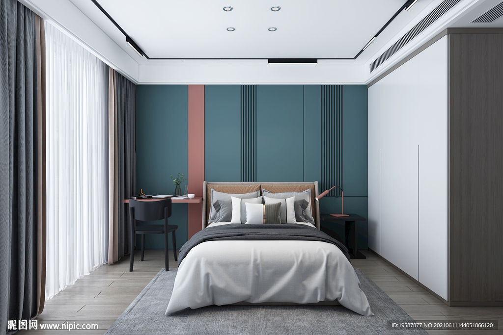 现代现代轻奢卧室模型效果图设计