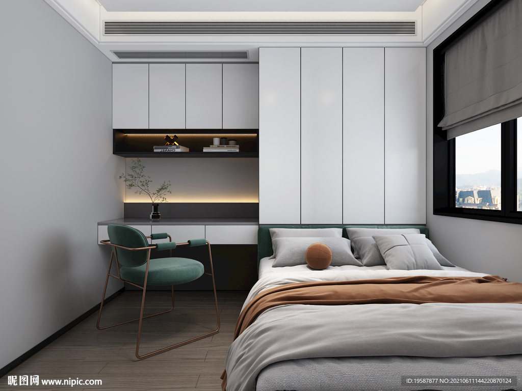 现代轻奢榻榻米卧室模型效果图