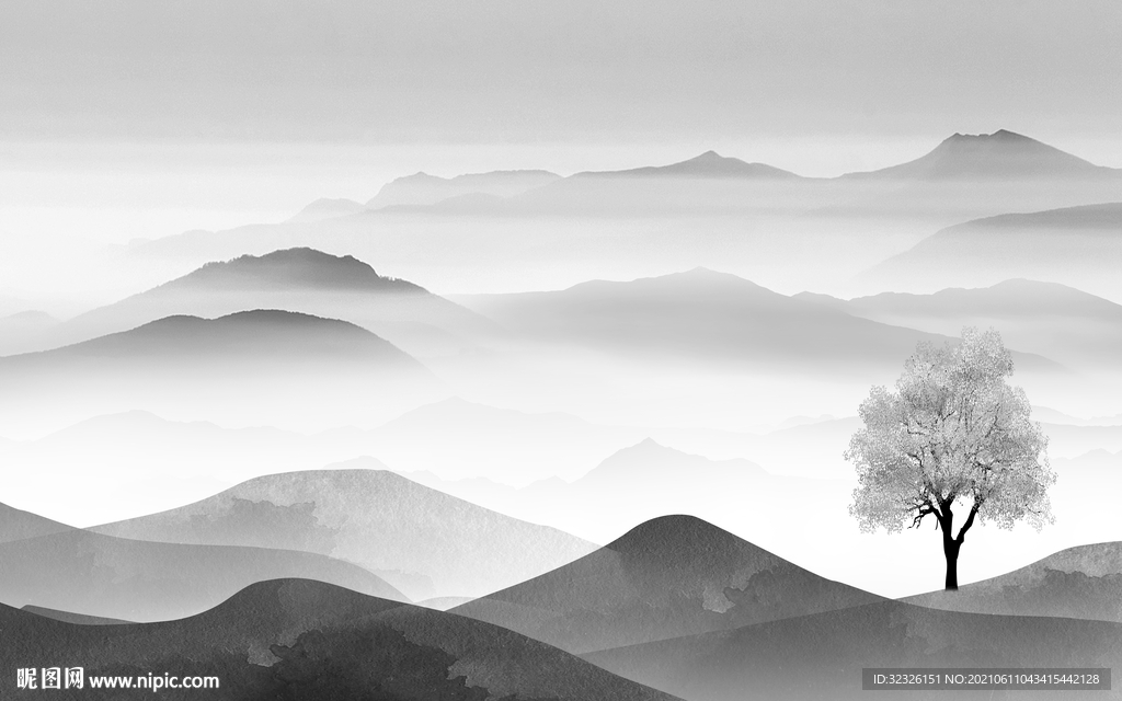 新中式山水新画 TIF分层文件