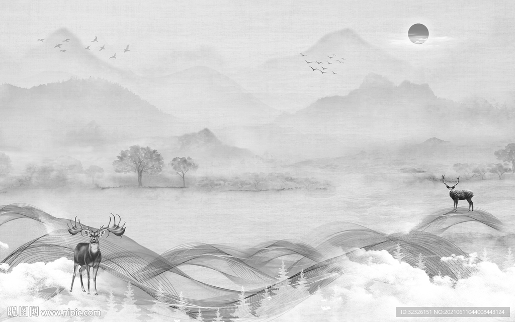 高档 山水新画 TIF分层文件