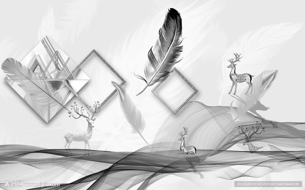 灰色无框画 TIF分层 