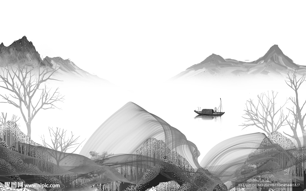 极简山水画 tif文件分层