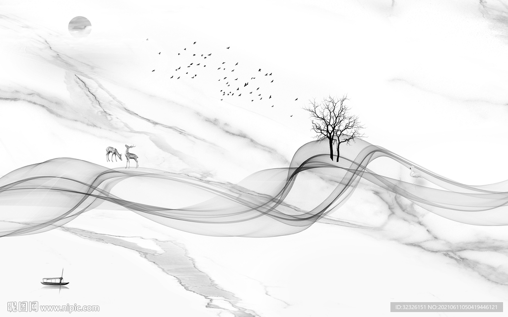 爵士白灰色画 tif文件分层