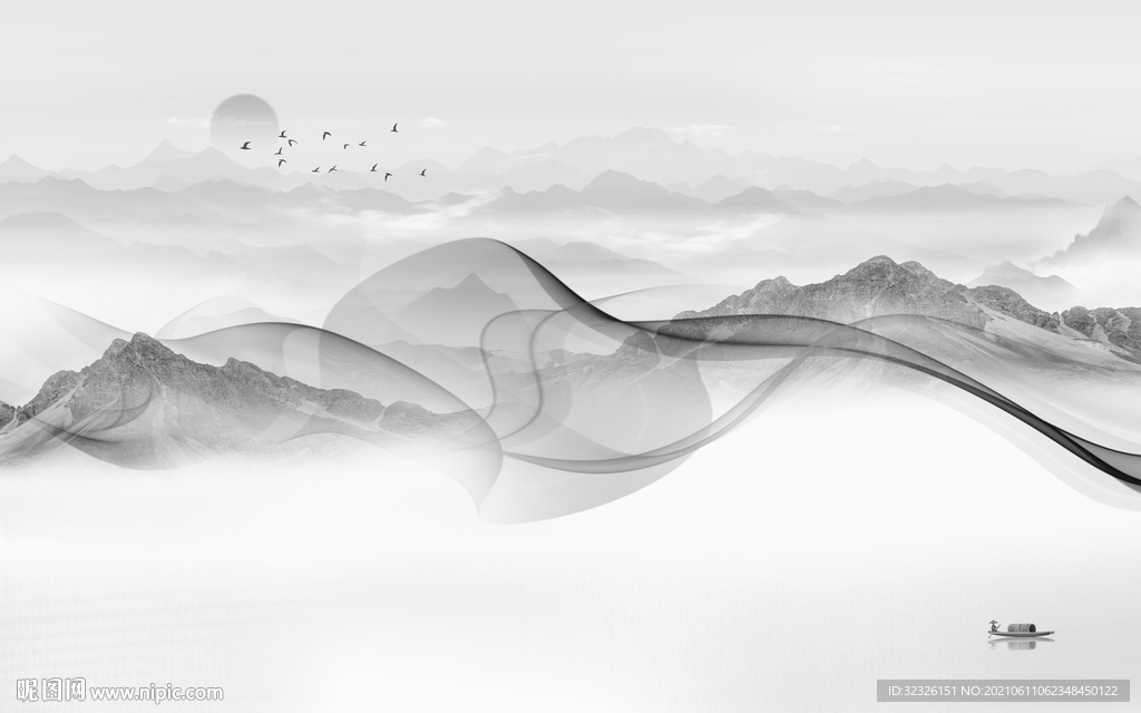 意境山水灰色新画 TIF分层