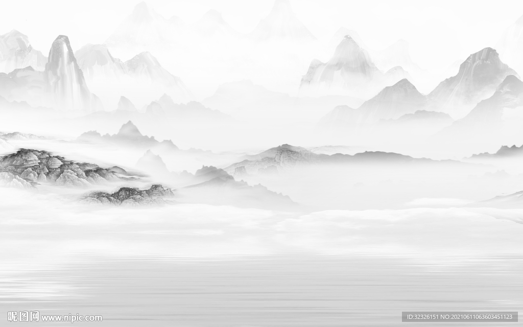 大气山水灰色新画 TIF分层