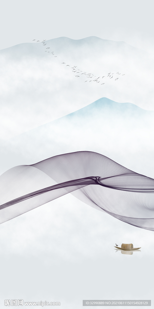 简约 人气山水 新无框玄关画 