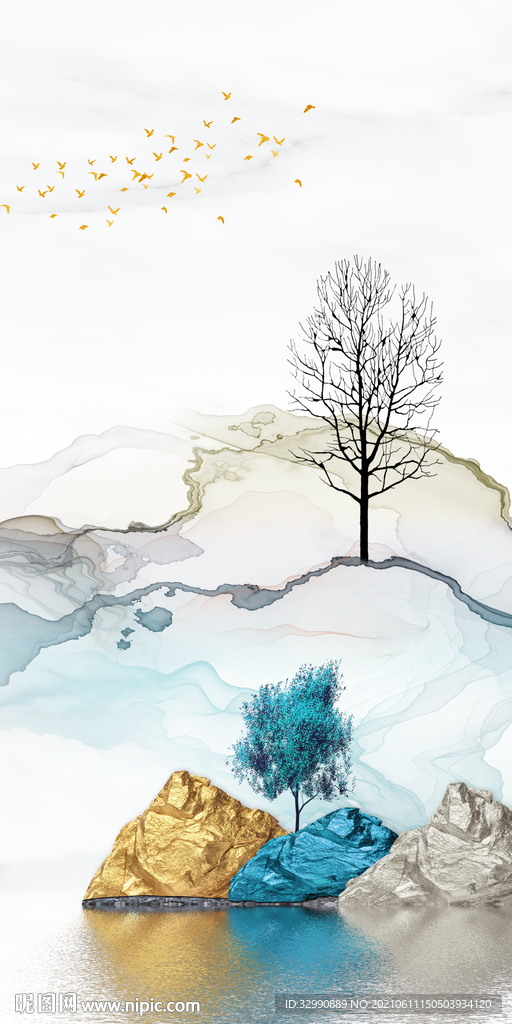 最新人气山水无框玄关画 