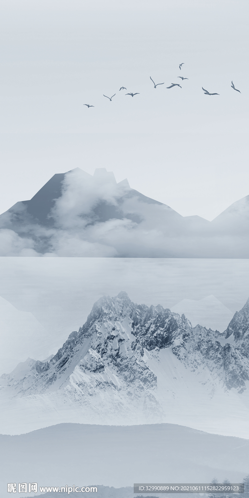 最新山水背景墙 