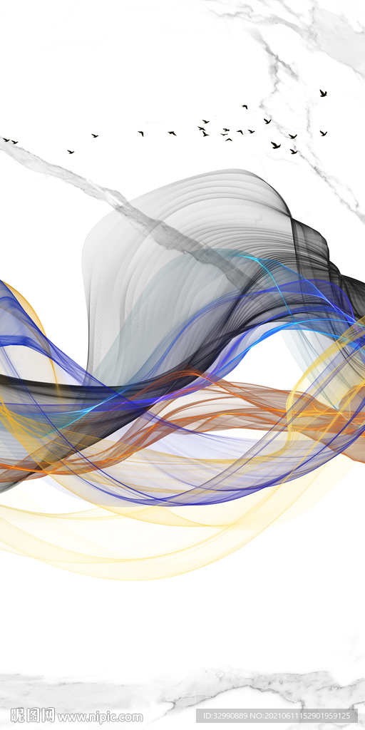 线条爵士白玄关画 