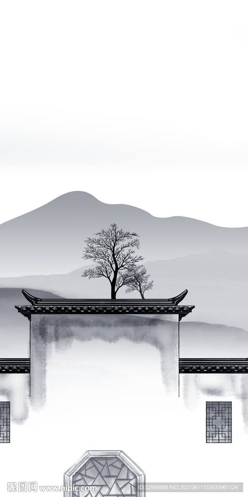 徽派新款玄关画山水