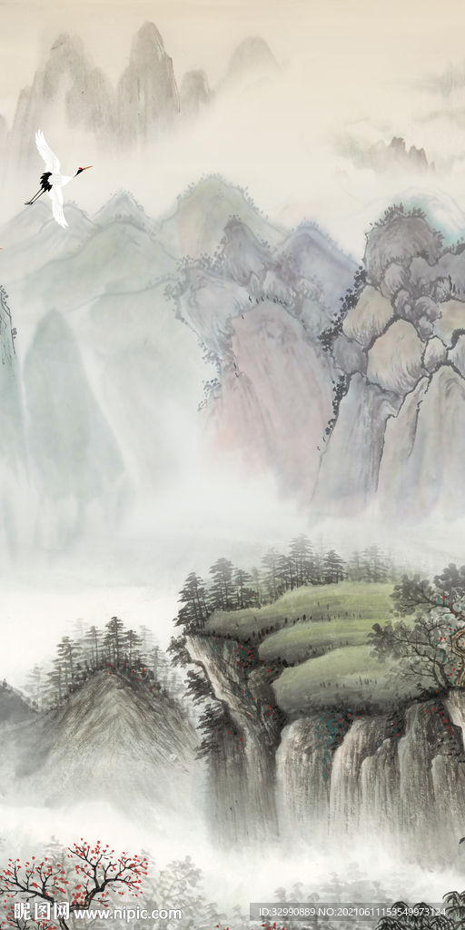 背景墙新山水玄关画