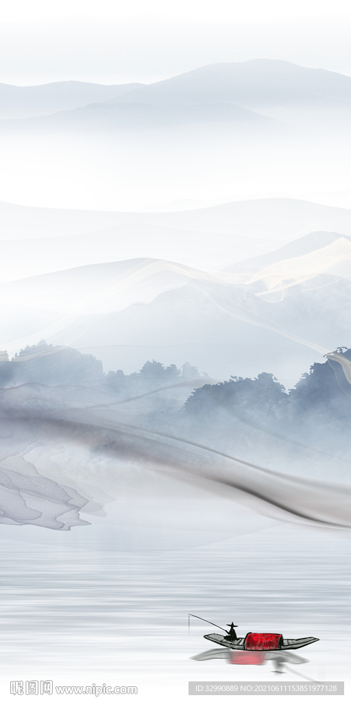 中式新山水玄关画无框画 